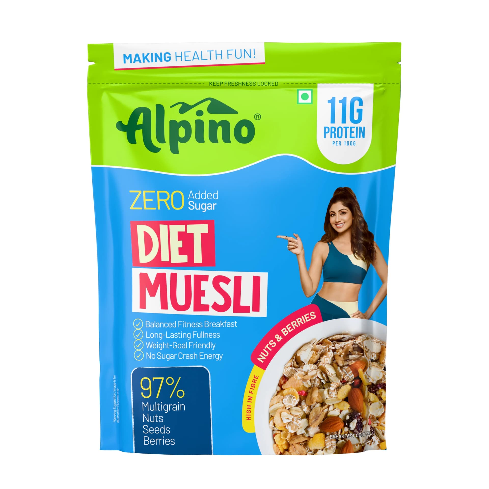 Alpino Zero Added Sugar Diet Muesli Nut & Berries 400G