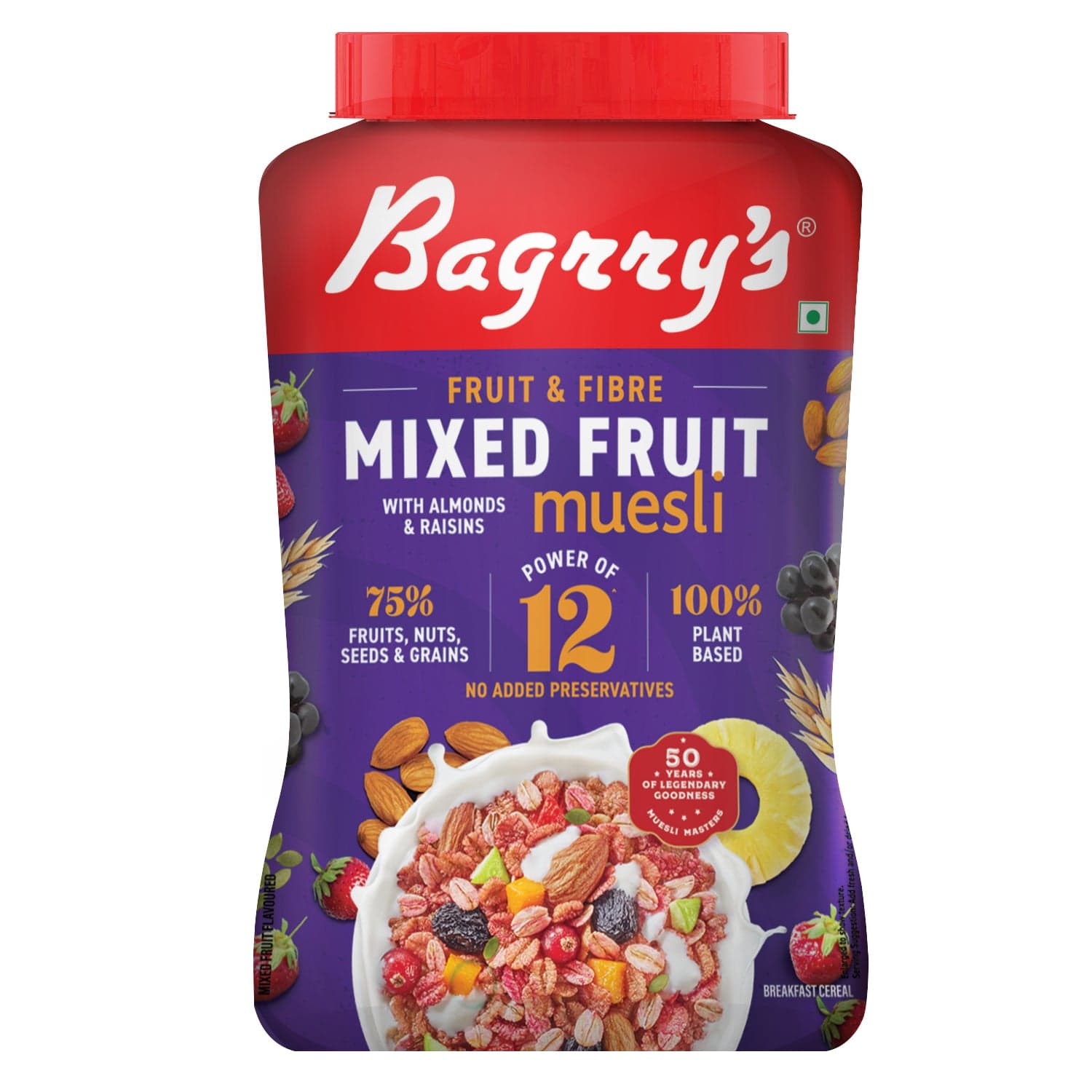 Bagrry's Fruit & Fibre Muesli Mixed Fruit with Almonds & Raisins