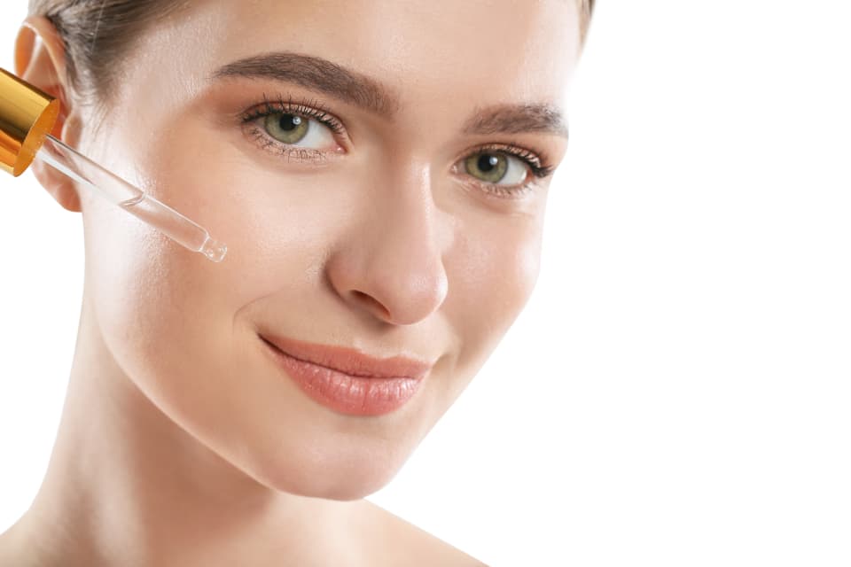 Skincare products arranged flat