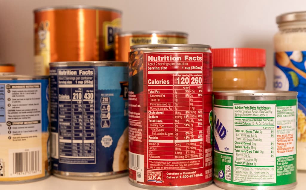 The nutrition information panel on the back of a food pack