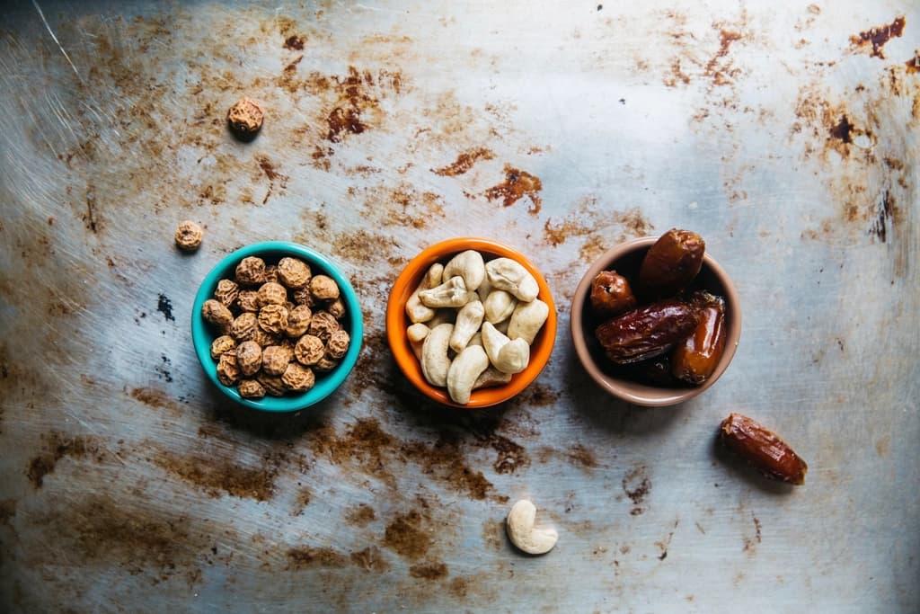 Almonds and mixed nuts in a bowl