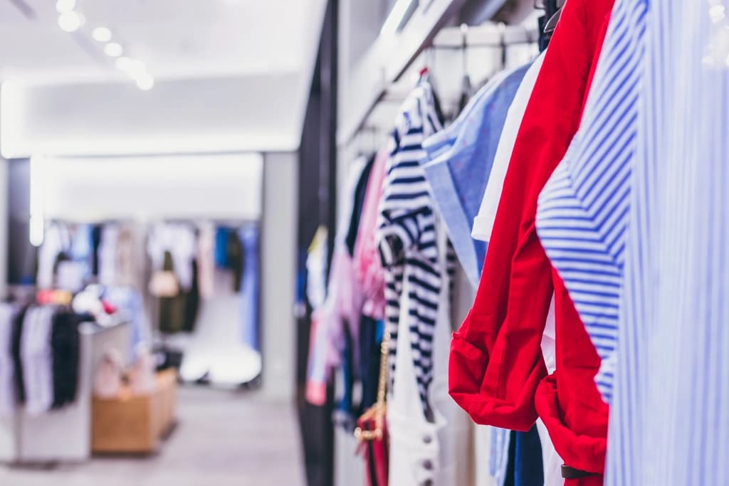 Clothes on a rack in a store