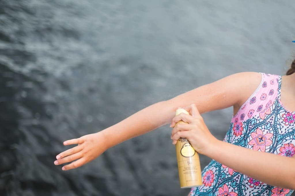 A bottle of sunscreen