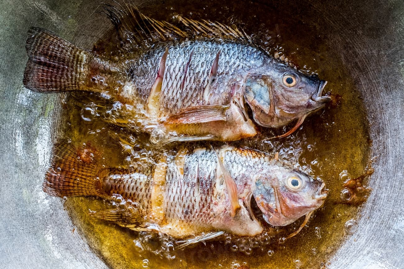 Food frying in hot oil