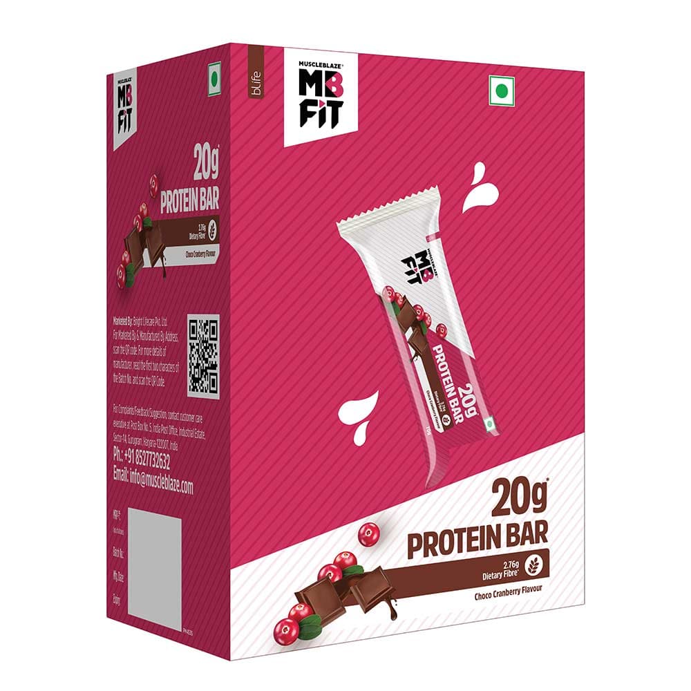 MuscleBlaze 20g Protein Bar Choco Cranberry